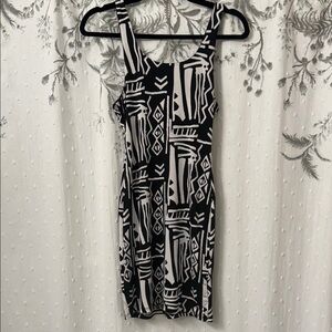 Silence + Noise Geometric Black and White Mini Dress